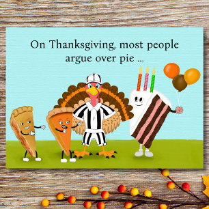 Carte Joyeux Anniversaire de Thanksgiving Tartes, Dinde,