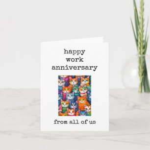Carte Joyeux Anniversaire de Travail, Thème Chat