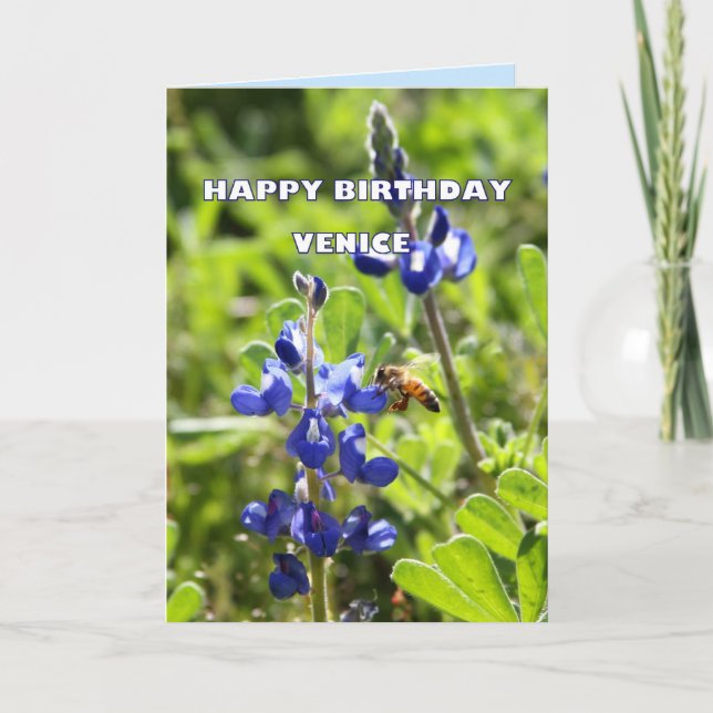 Carte Joyeux anniversaire de VeniceTexas Bluebonnet (Devant)