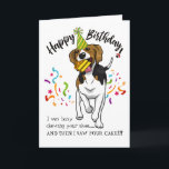 Carte Joyeux anniversaire de votre ami de chien de<br><div class="desc">Le joyeux anniversaire de votre ami de chien de beagle est une grande carte pour n'importe qui que vous savez qui a un beagle. Ce beagle heureux était occupé à mâcher la chaussure de son propriétaire--- mais surprise il a repéré le gâteau d'anniversaire brillamment coloré et a volé un morceau....</div>