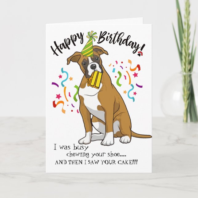 Carte Joyeux anniversaire de votre chien de boxe Buddy (Devant)