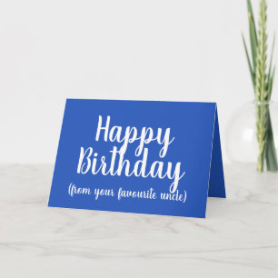 Carte Joyeux anniversaire de votre neveu d'oncle favori