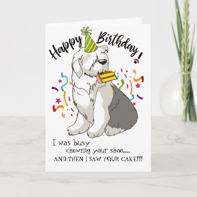 Carte Joyeux anniversaire de votre vieux chien de mouton (Devant)