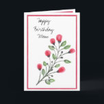 Carte Joyeux anniversaire de Watercolor Flowers<br><div class="desc">Watercolor red and magenta Flowers Happy Birthday card for Mother</div>