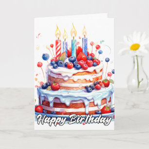 Carte Joyeux Anniversaire délicieux gâteau de fête