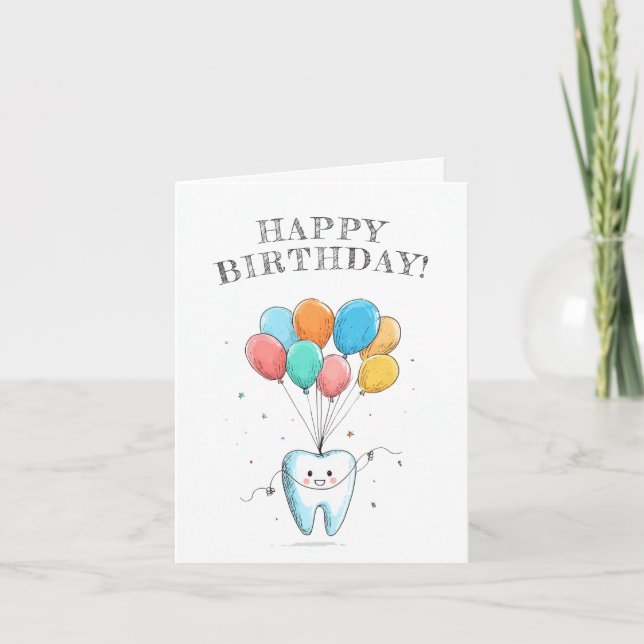 Carte Joyeux Anniversaire Dentiste Mignon (Devant)