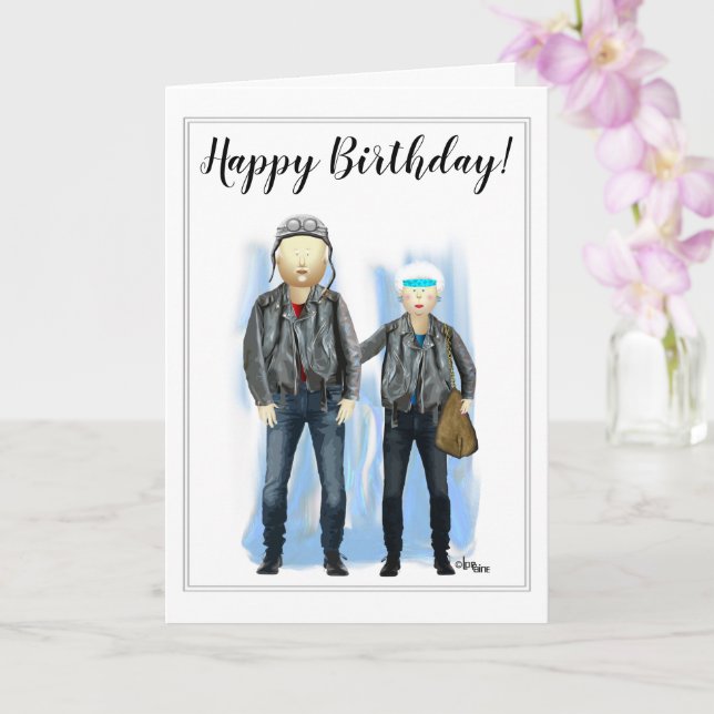 Carte Joyeux anniversaire des Biker Grandparents (Orchidée)