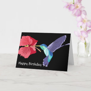 Carte Joyeux anniversaire des colibris et des hibiscus r
