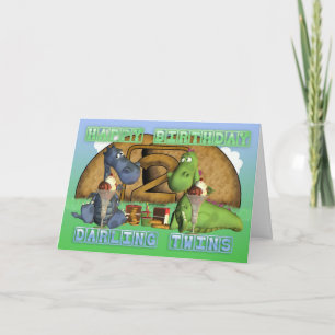 Carte Joyeux Anniversaire des jumeaux, paire de dragons
