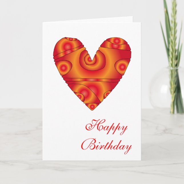 Carte "Joyeux anniversaire" Design cardiaque (Devant)