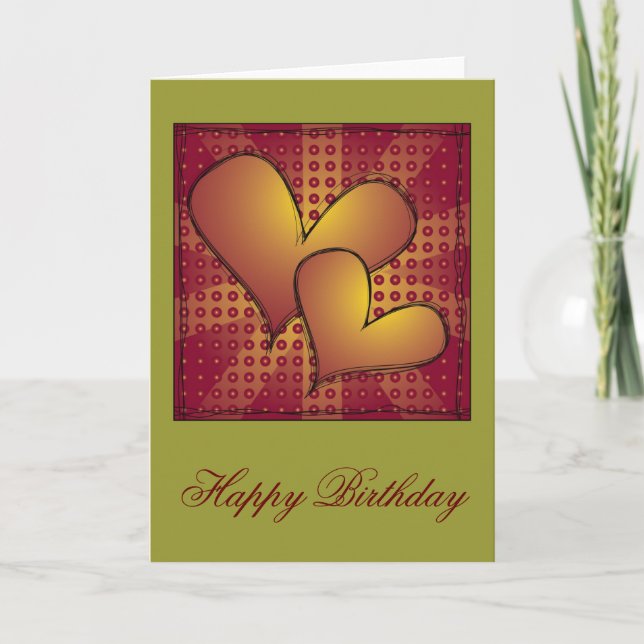 Carte "Joyeux anniversaire" Design cardiaque (Devant)