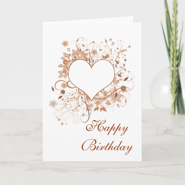 Carte "Joyeux anniversaire" - design floral (Devant)