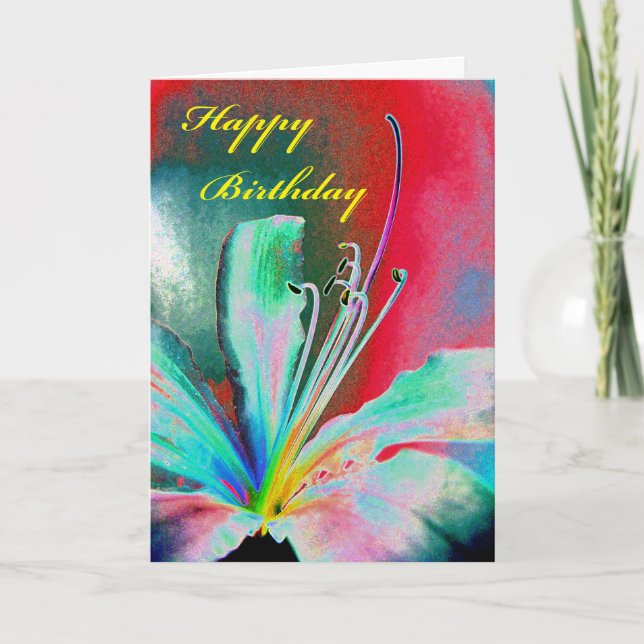 Carte Joyeux Anniversaire, Design Floral Moderne, Lily B (Devant)