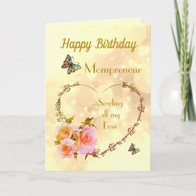 Carte Joyeux Anniversaire design Mompreneur (Devant)