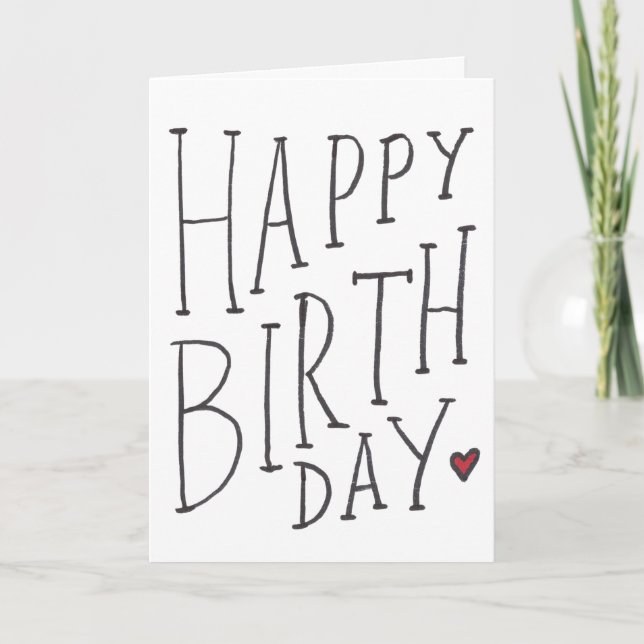 Carte Joyeux anniversaire dessiné à la main plié (Devant)