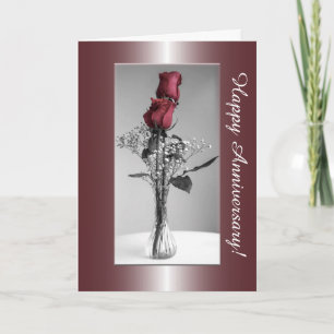 Carte Joyeux anniversaire   Deux roses rouges photo