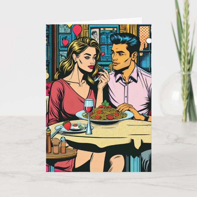 Carte Joyeux Anniversaire | Dîner de Spaghettis (Devant)