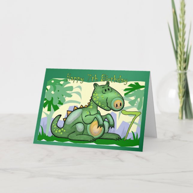 Carte Joyeux anniversaire Dinosaur Card 7e anniversaire (Devant)