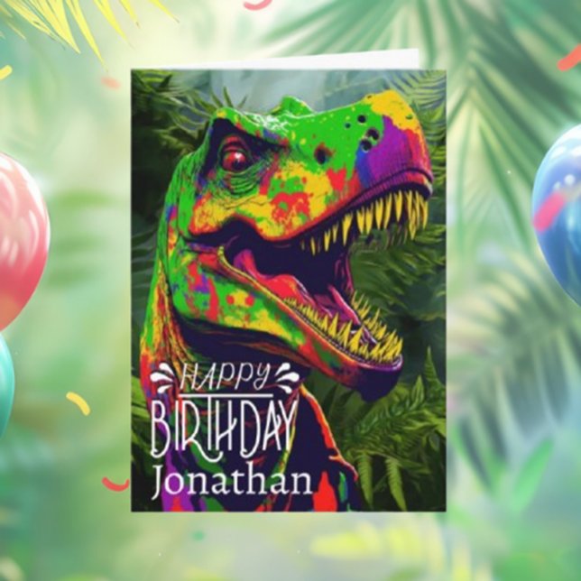 Carte Joyeux Anniversaire Dinosaur Jungle Roar Card (Happy Birthday Dinosaur Jungle Roar Card for Fun Celebrations!

—)