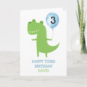 Carte Joyeux Anniversaire Dinosaur T-Rex Cute Balloon