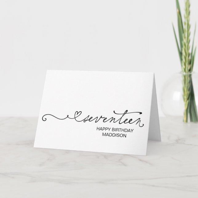 Carte Joyeux Anniversaire Dix-Sept Ans Devenant Dix-Sept (Devant)
