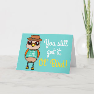 Carte Joyeux anniversaire d'oiseau illustré mignon et dr