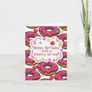 Carte Joyeux Anniversaire Donuts Sprinkles Cerise sur le