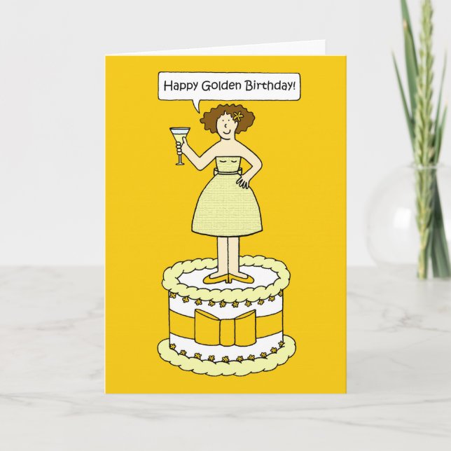 Carte Joyeux anniversaire d'or. (Devant)