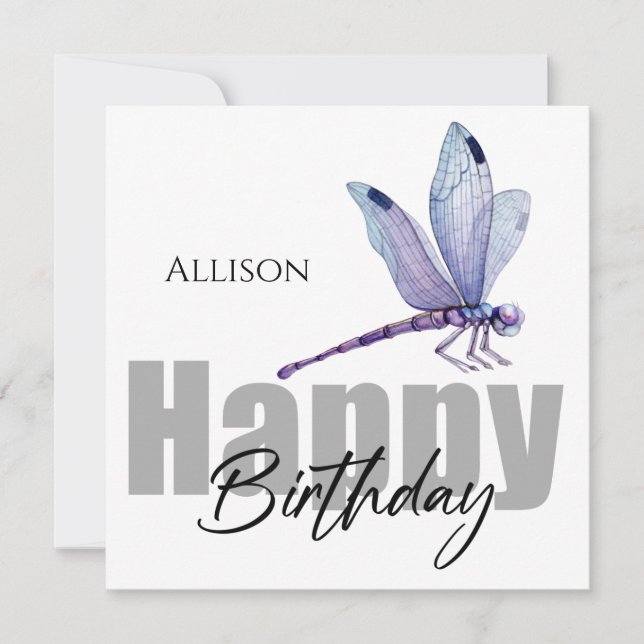 Carte Joyeux Anniversaire Dragonfly Nom personnalisé (Devant)