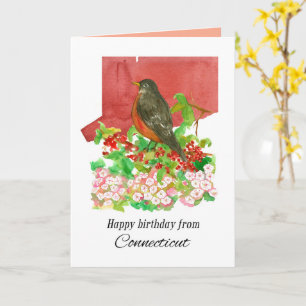 Carte Joyeux Anniversaire du Connecticut State Watercolo