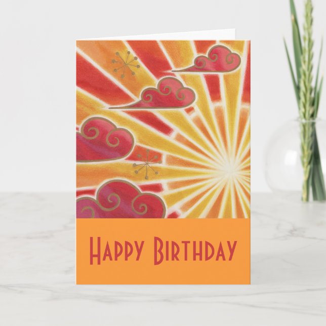 Carte 'Joyeux anniversaire' du coucher du soleil o (Devant)