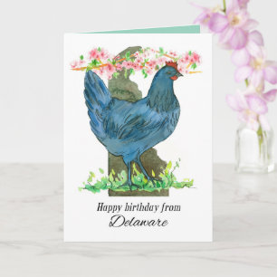 Carte Joyeux anniversaire du Delaware Blue Hen Chicken