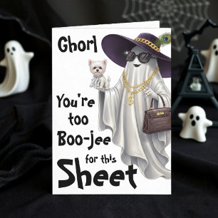 Carte Joyeux anniversaire du fantôme d'Halloween Boo Bou