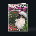 Carte Joyeux anniversaire du grand-père<br><div class="desc">A cute little black doll dans Victorian style dress among flowers with the Happy Birthday Great Granddaughter</div>