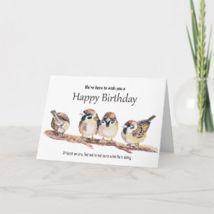 Carte Joyeux Anniversaire du Groupe de Mignon Moineau