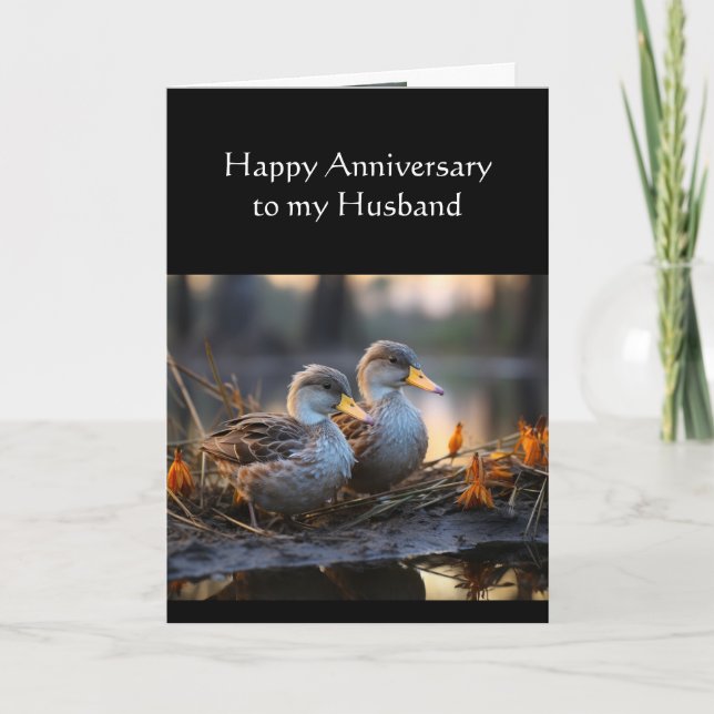 Carte Joyeux anniversaire du mari Canards de sauvagine (Devant)