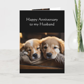 Carte Joyeux anniversaire du mari mignon chien chiot amo