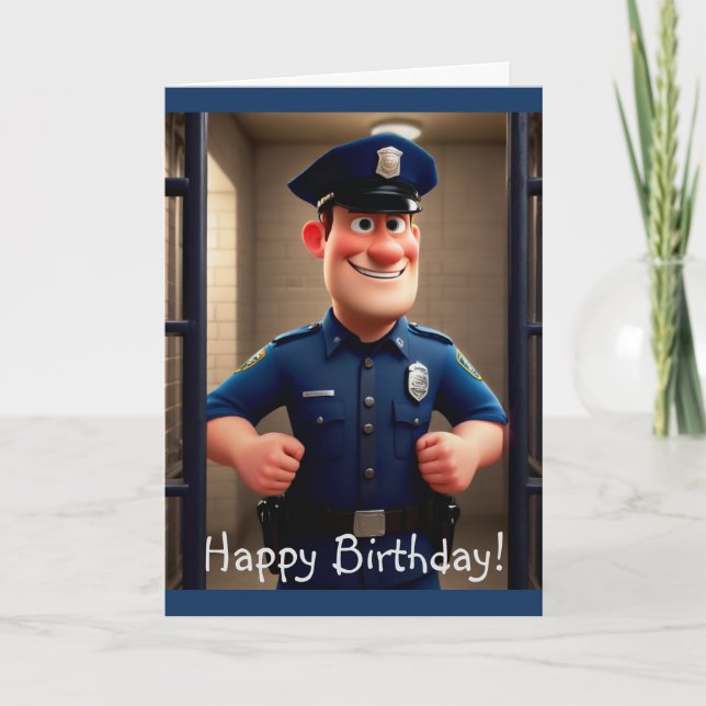 Carte Joyeux anniversaire du policier (Devant)