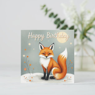 Carte Joyeux anniversaire du renard Brown du bois