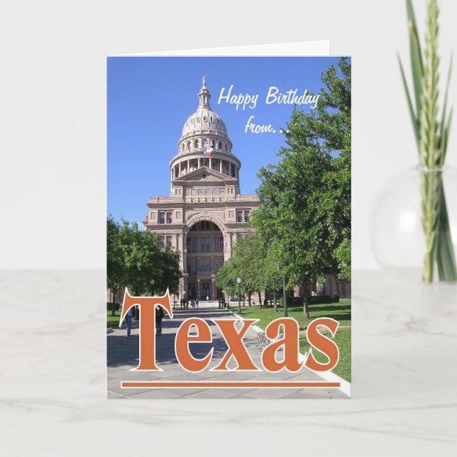 Carte Joyeux anniversaire du Texas/Austin State Capitol (Devant)