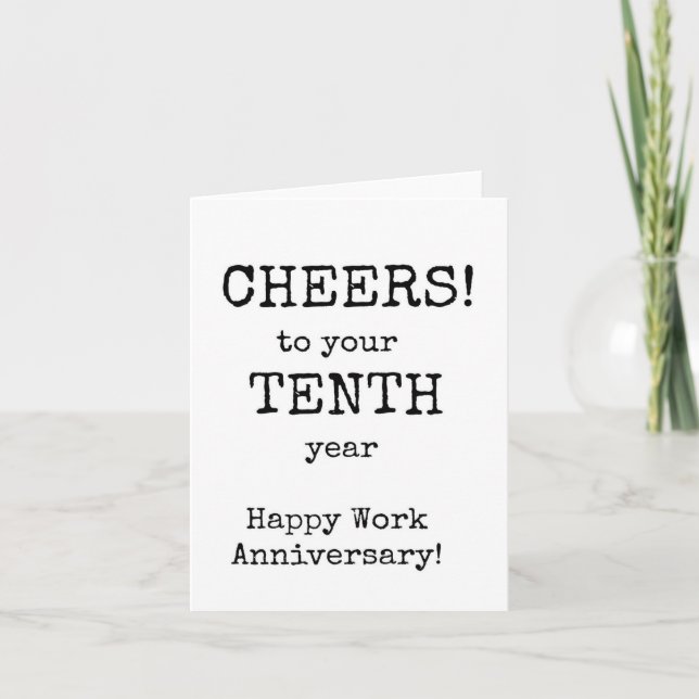 Carte Joyeux Anniversaire Du Travail, Dixième Année (Devant)