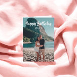 Carte Joyeux anniversaire écriture manuscrite photo Scri<br><div class="desc">La carte de voeux moderne Happy Birthday comporte une police calligraphie manuscrite. Ajoutez votre propre photo à l'avant et message à l'intérieur de la carte.</div>