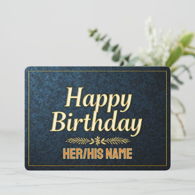 Carte Joyeux Anniversaire Élégant Or (Debout devant)