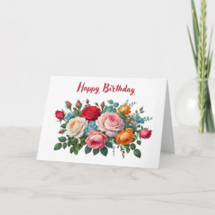 Carte Joyeux anniversaire Elégant Roses Vintages