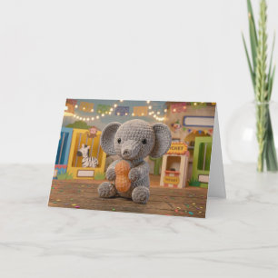 Carte Joyeux Anniversaire Eléphant de Zoo et Page de Col
