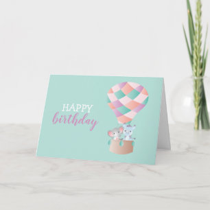 Carte Joyeux anniversaire Elephant Rhinoceros