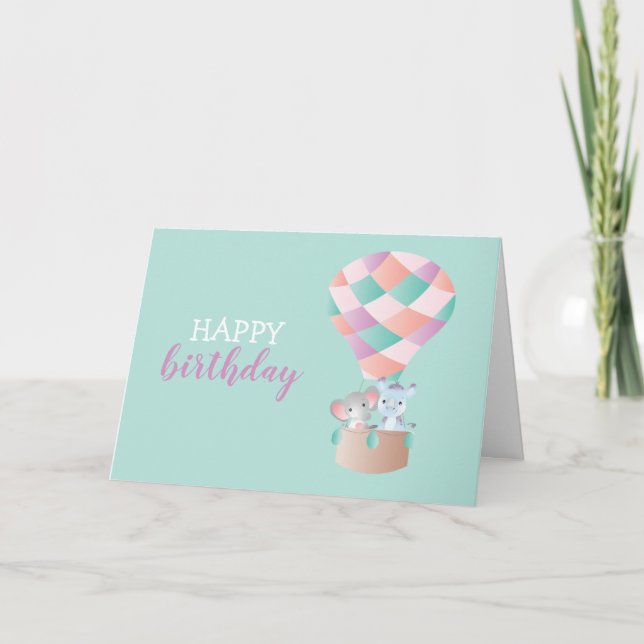 Carte Joyeux anniversaire Elephant Rhinoceros (Devant)