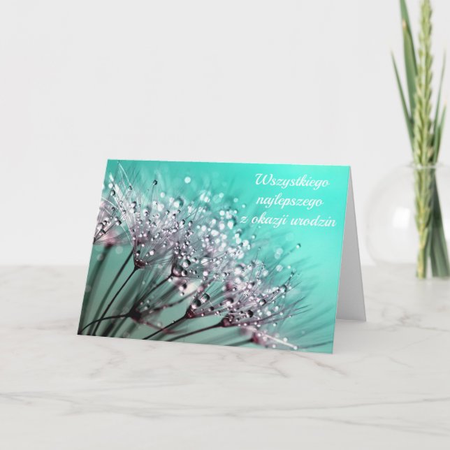 Carte Joyeux anniversaire en blanc de pissenlit (Devant)