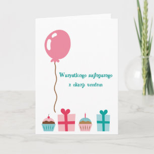 Carte Joyeux anniversaire en blanc polonais