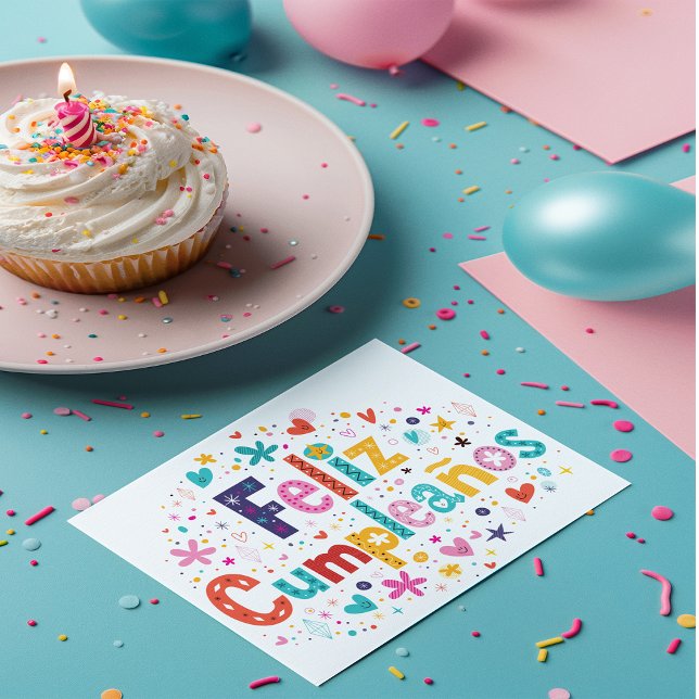 Carte Joyeux anniversaire en espagnol (Happy Birthday in Spanish Card)